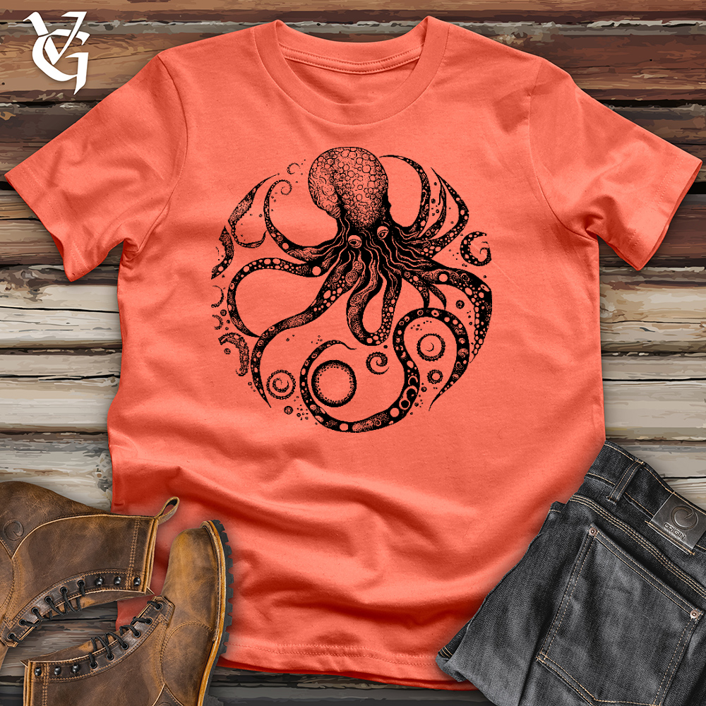 Viking Goods Cycle Of The Octopus Cotton Tee Coral / L