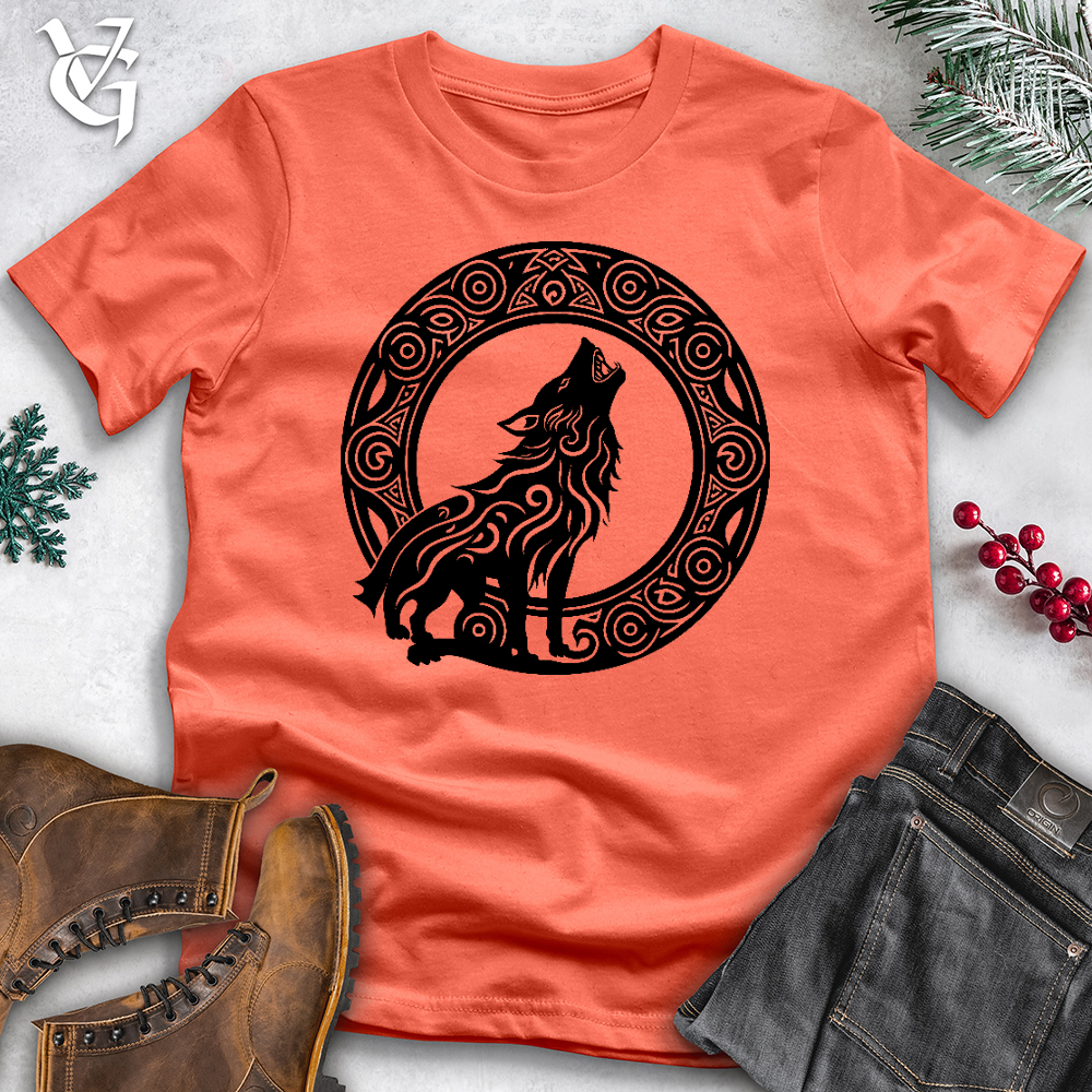 Viking Goods Howling Celtic Wolf Cotton Tee Coral / L