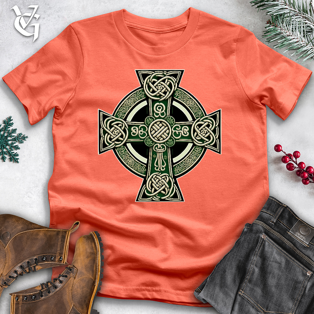 Viking Goods Knotted Celtic Crosses Cotton Tee Coral / L