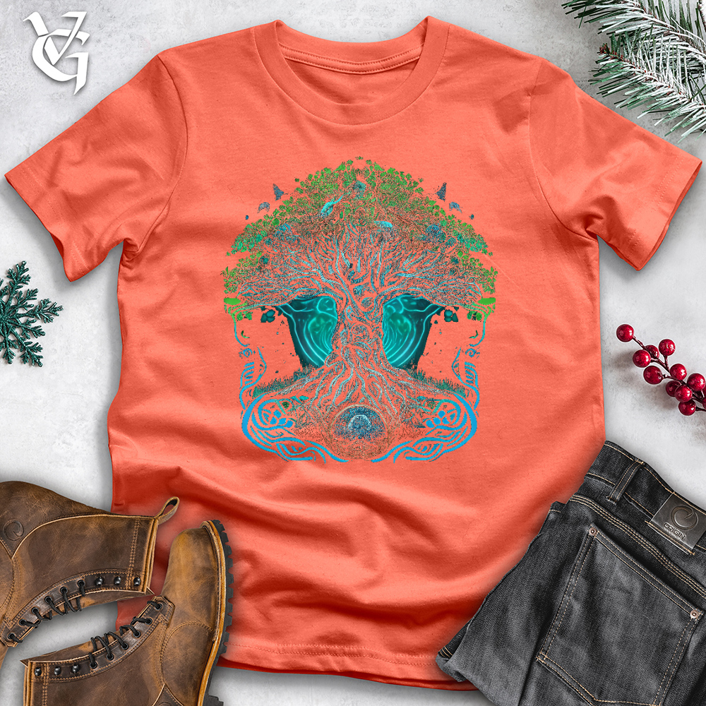 Viking Goods Yggdrasil Spirit Tree Cotton Tee Coral / L