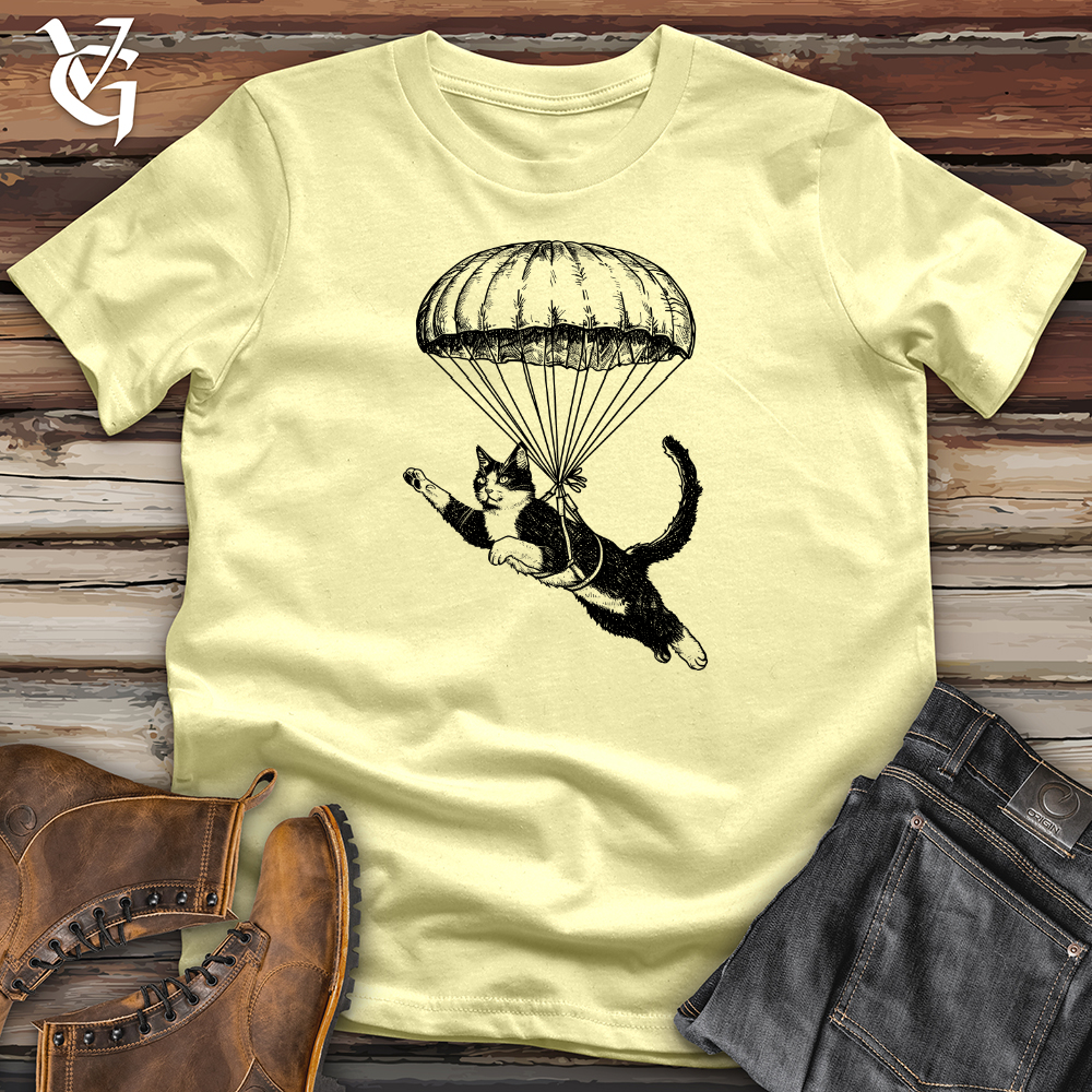 Viking Goods Cat Fly with Parachute Softstyle Tee Cornsilk / L