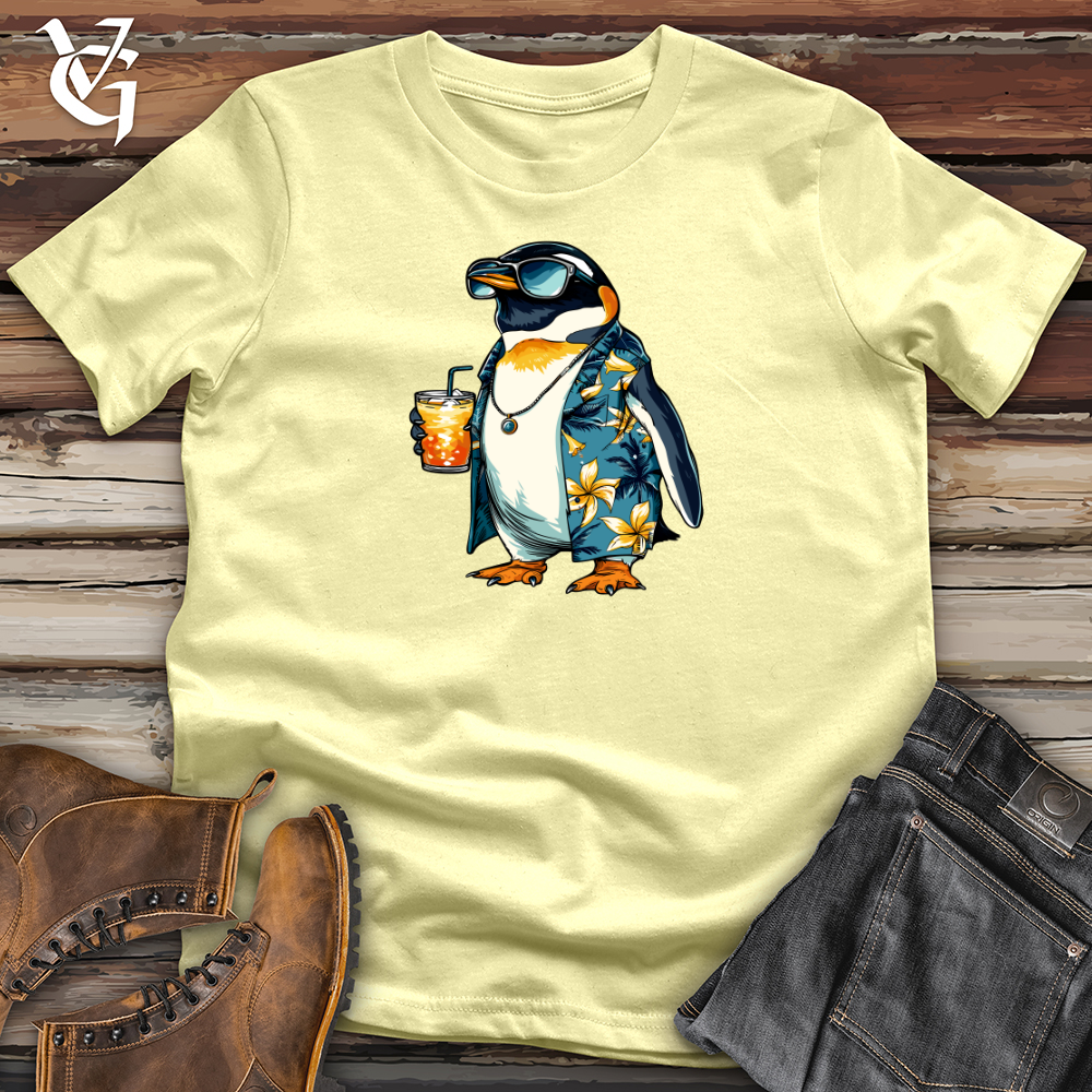 Viking Goods Penguin Vacation Vibes Softstyle Tee Cornsilk / L