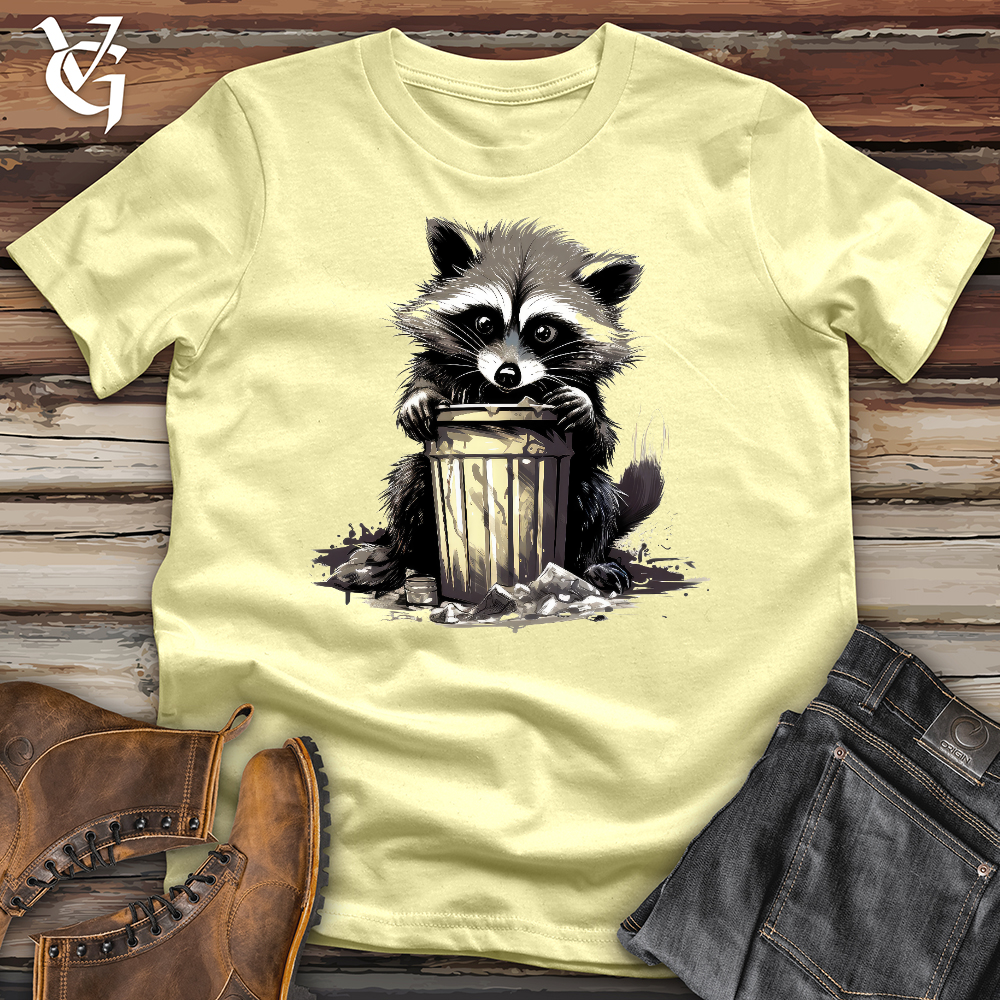 Viking Goods Raccoon Trash Can Softstyle Tee Cornsilk / L