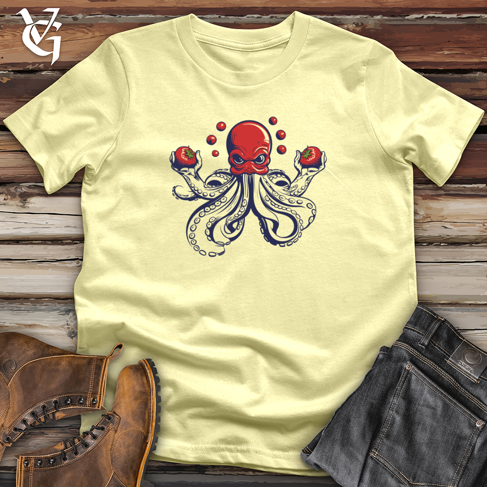 Viking Goods Retro Fruit Juggling Octopus Softstyle Tee Cornsilk / L