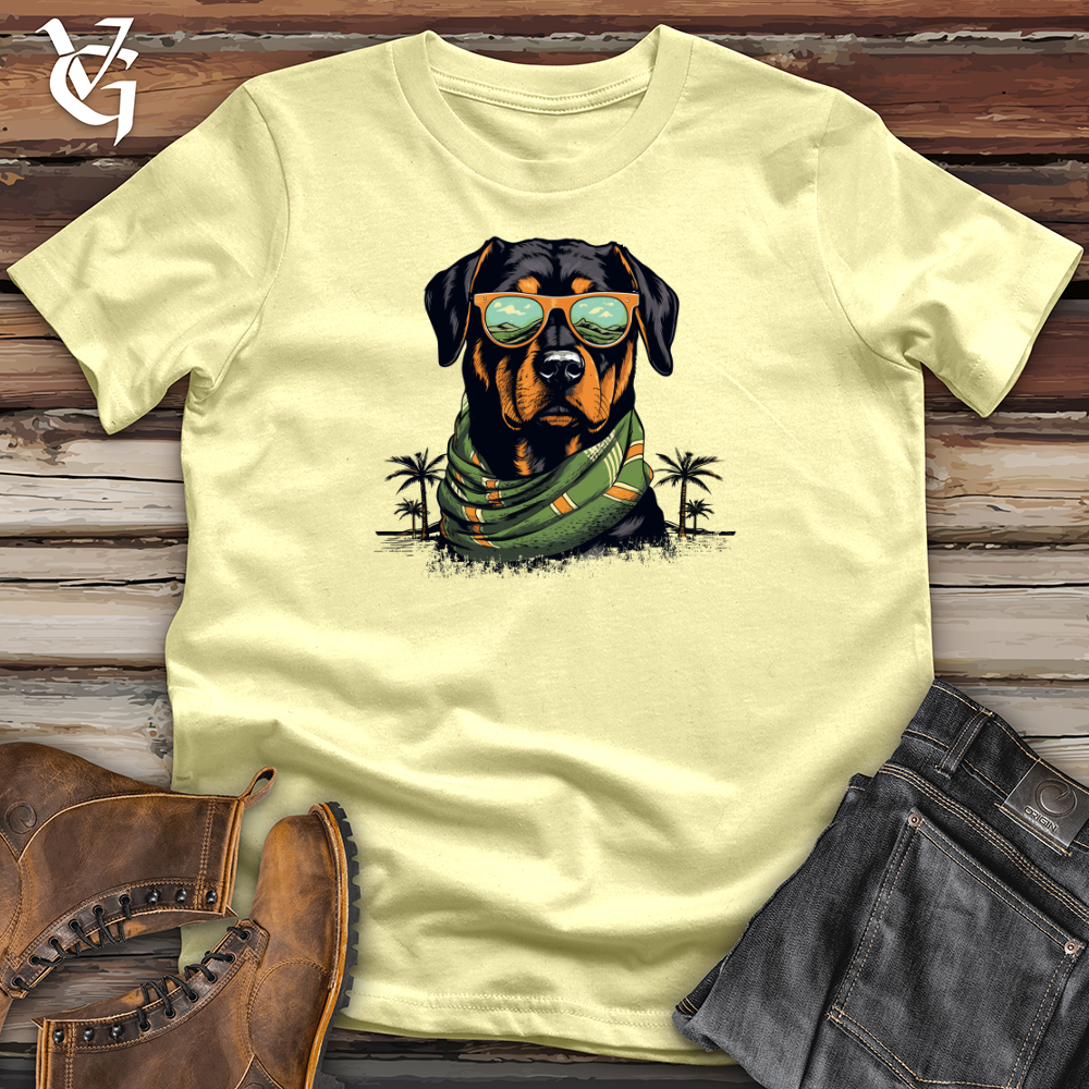 Viking Goods Rottweiler Beach Vibes Softstyle Tee Cornsilk / L