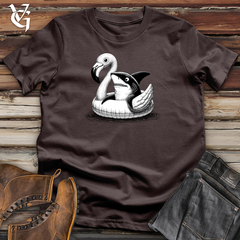 Viking Goods A Shark laying on top of a Flamingo Softstyle Tee Dark Chocolate / L