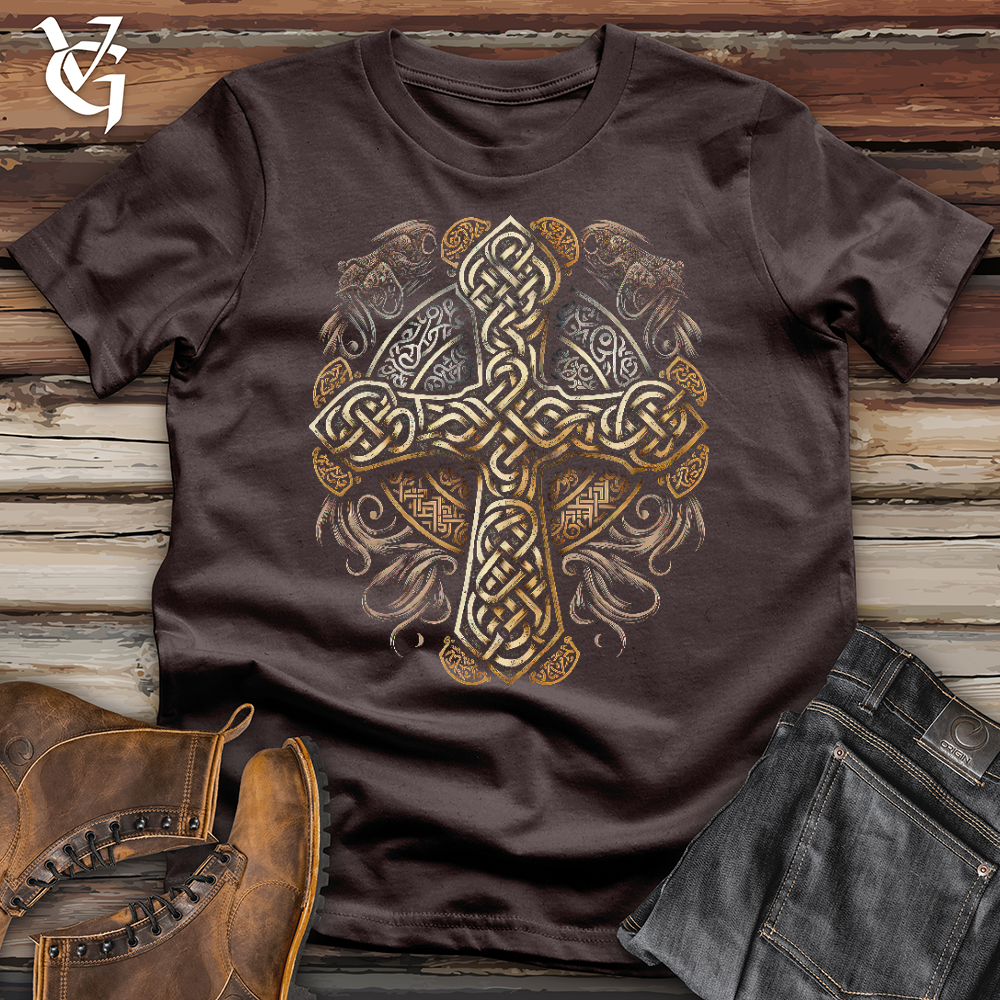 Viking Goods Ancient Celtic Cross Softstyle Tee Dark Chocolate / L