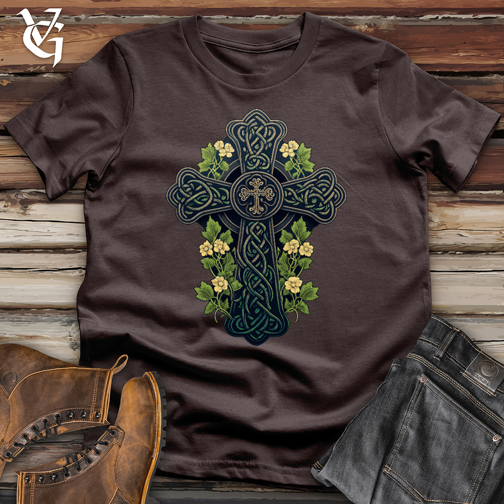 Viking Goods Celtic Cross Garden Softstyle Tee Dark Chocolate / L