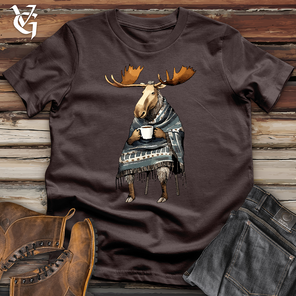 Viking Goods Coffee Drinking Moose Softstyle Tee Dark Chocolate / L