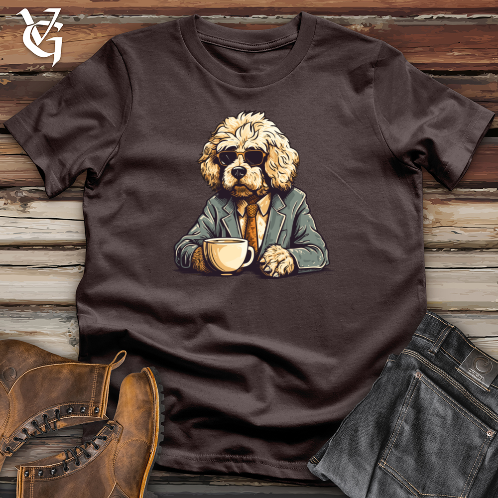 Viking Goods Coffee Enjoying Doodle Canine Softstyle Tee Dark Chocolate / L