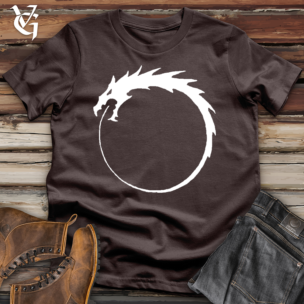 Viking Goods Dragon Circle White Softstyle Tee Dark Chocolate / L