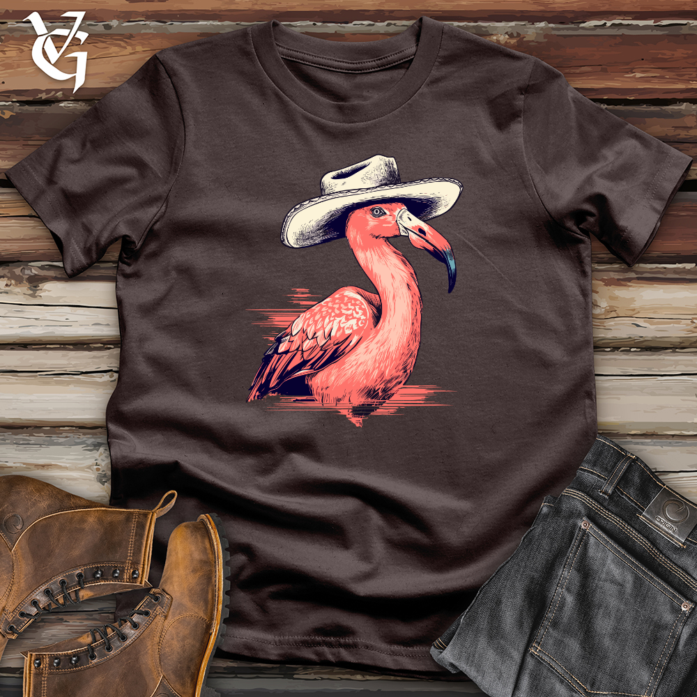 Viking Goods Flamingo Tropical Trek Cowboy Cap Softstyle Tee Dark Chocolate / L
