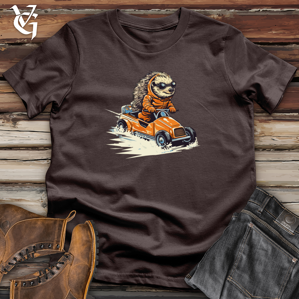 Viking Goods Hedgehog Racing Roadster Softstyle Tee Dark Chocolate / L