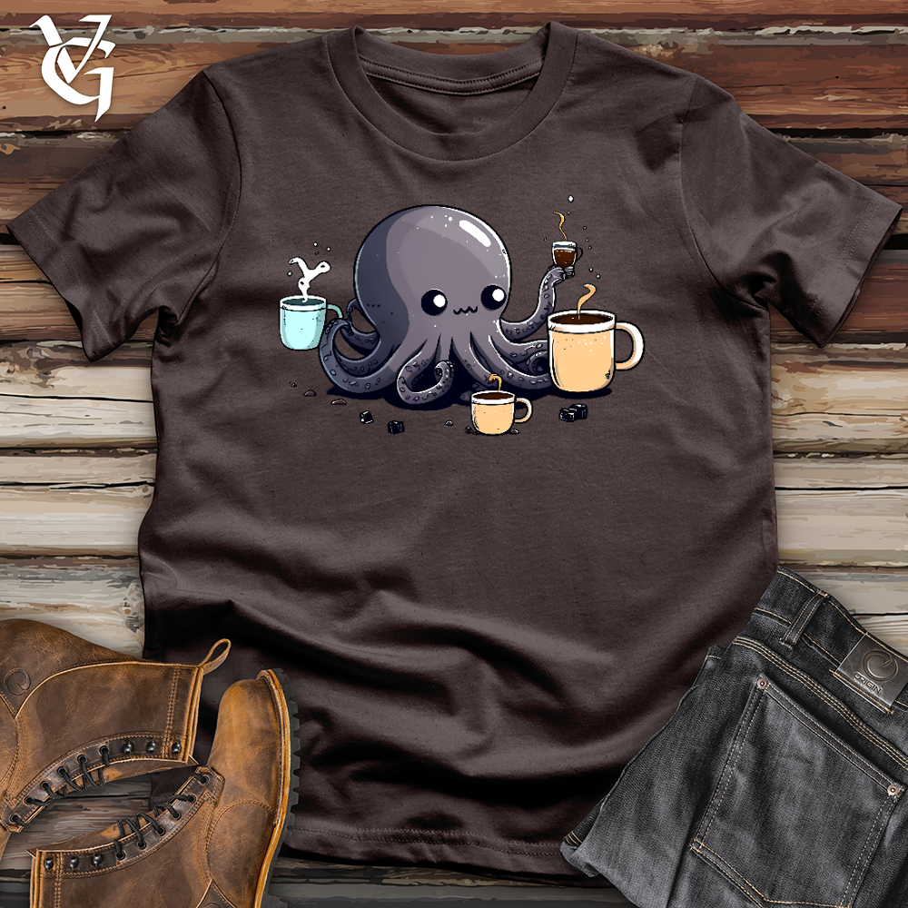 Viking Goods Octopus Coffee Addict Softstyle Tee Dark Chocolate / L