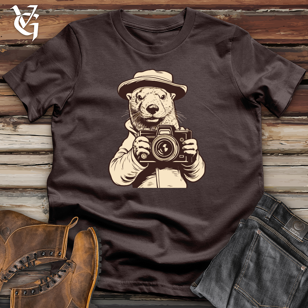 Viking Goods Otter Behind the Camera Clicks Softstyle Tee Dark Chocolate / L
