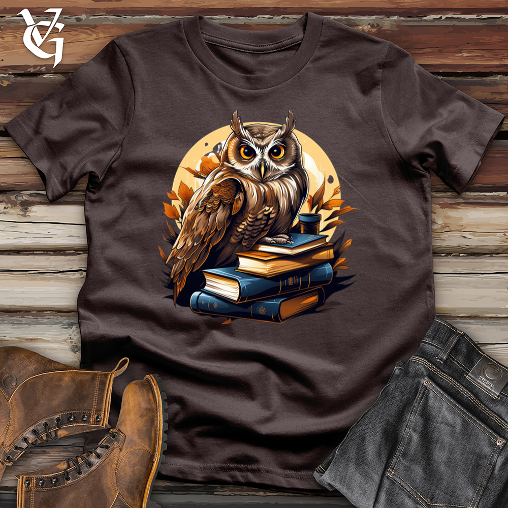 Viking Goods Owl Reading Books Softstyle Tee Dark Chocolate / L
