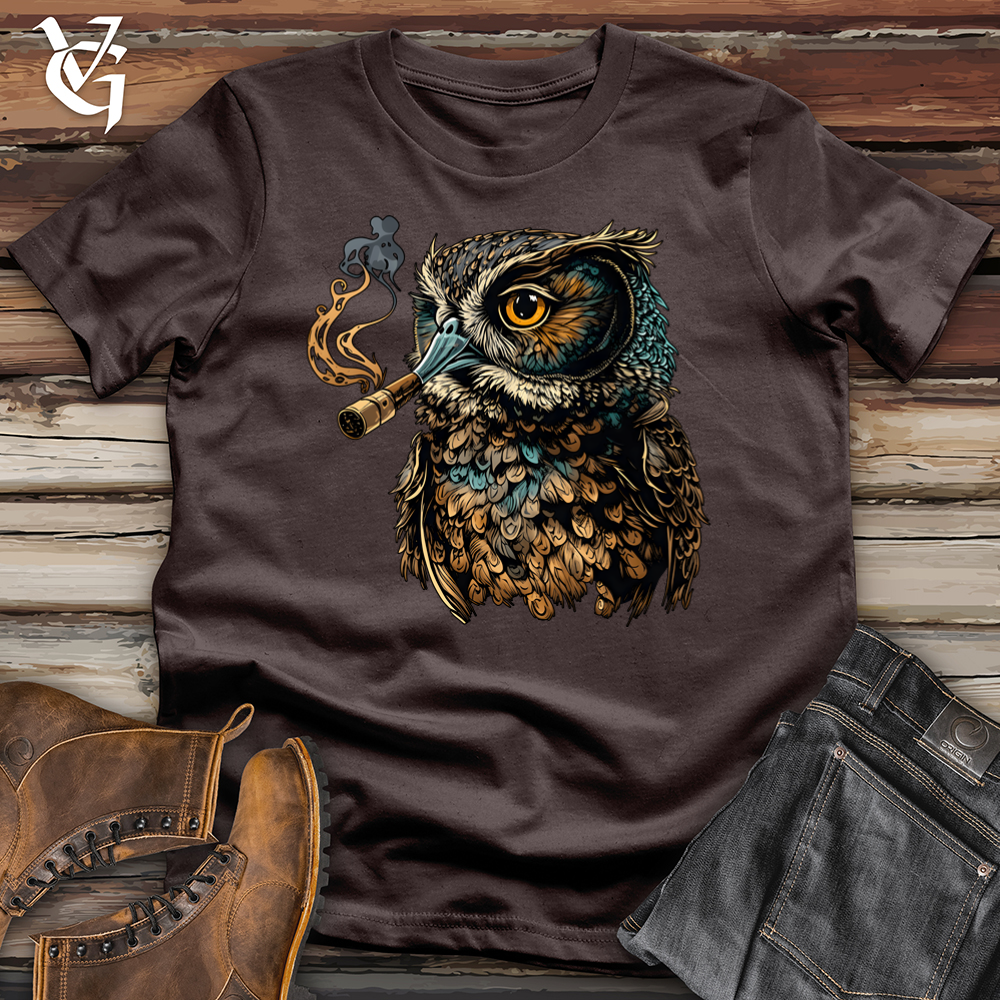 Viking Goods Owl Smoking Pipe Softstyle Tee Dark Chocolate / L