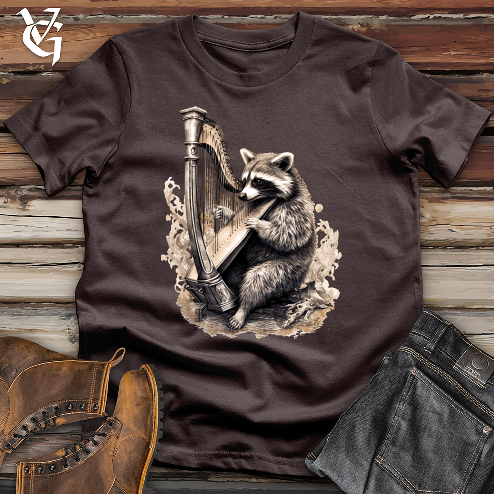 Viking Goods Raccoon Harp Player Softstyle Tee Dark Chocolate / L