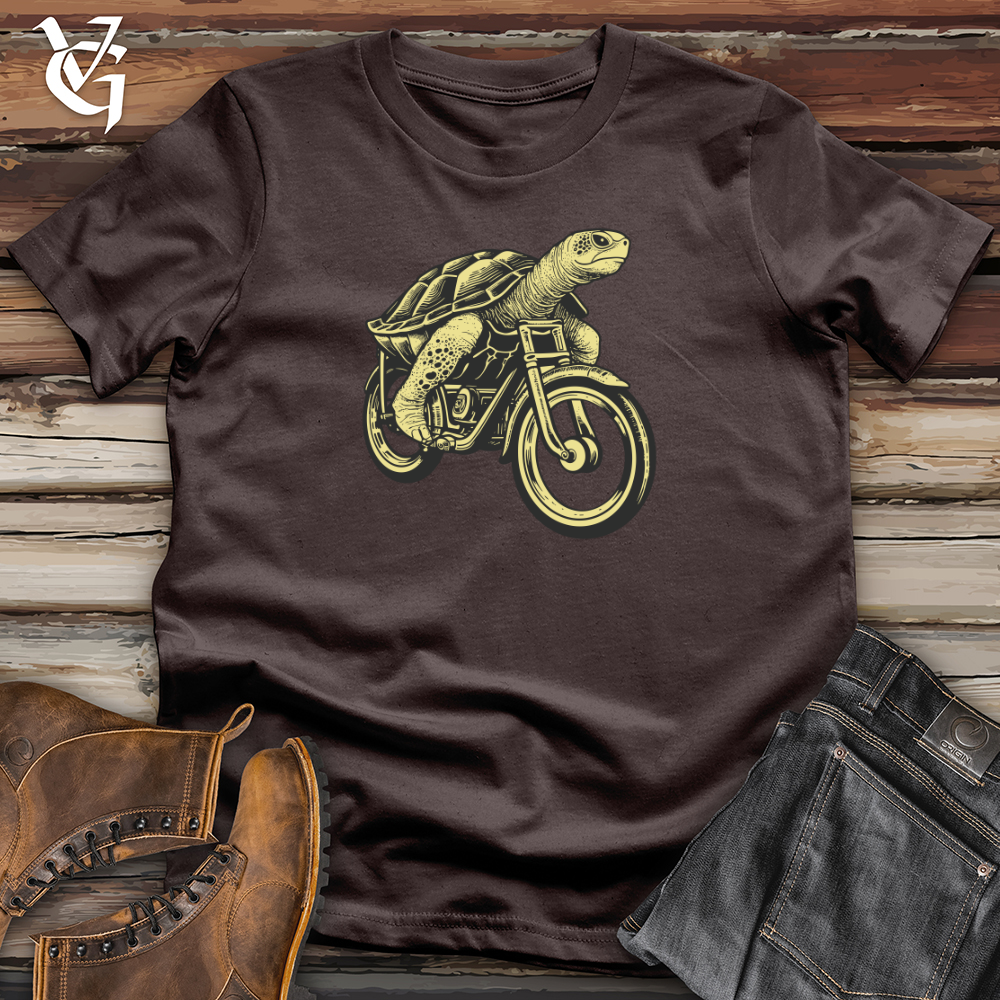 Viking Goods Retro Bike Formed Turtle 01 Softstyle Tee Dark Chocolate / L