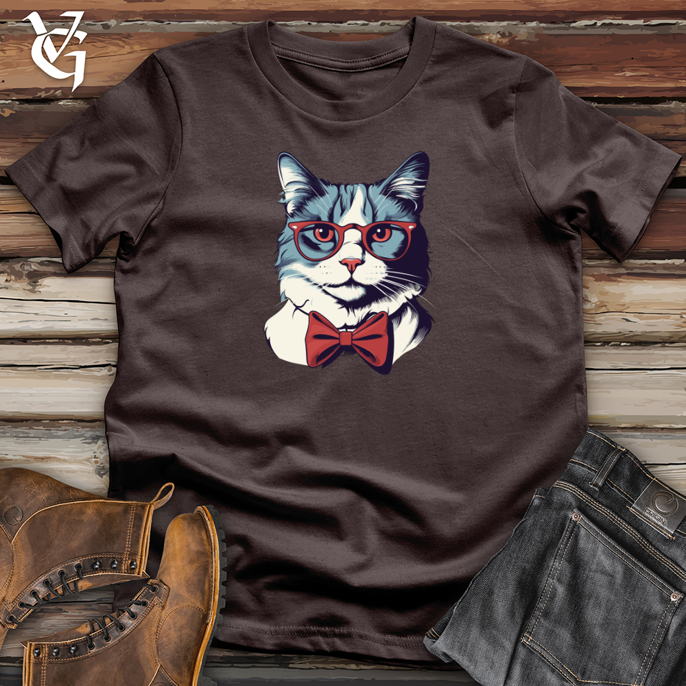Viking Goods Retro Bowtie Cat Softstyle Tee Dark Chocolate / L