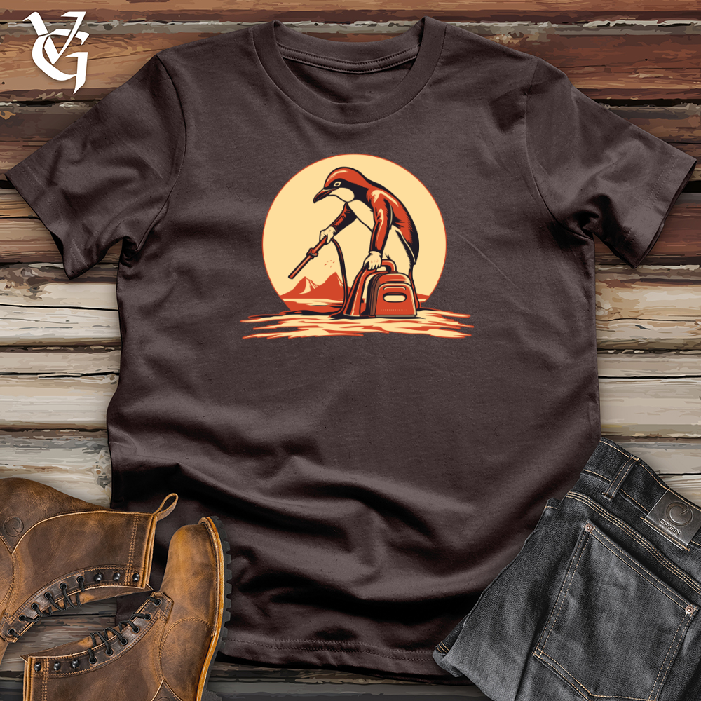 Viking Goods Retro Vacuuming Penguin Softstyle Tee Dark Chocolate / L