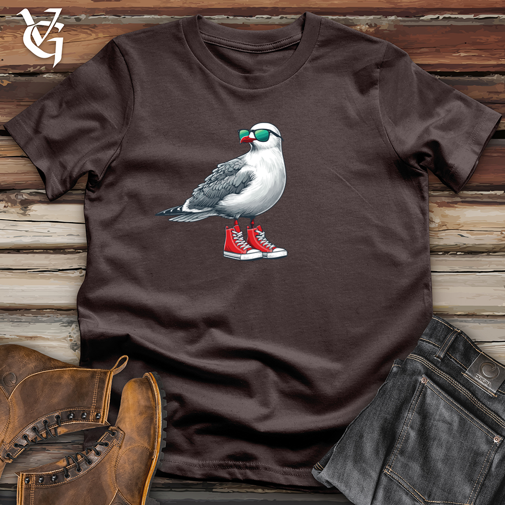 Viking Goods Seagull with Red Sneakers and Sunglass Softstyle Tee Dark Chocolate / L
