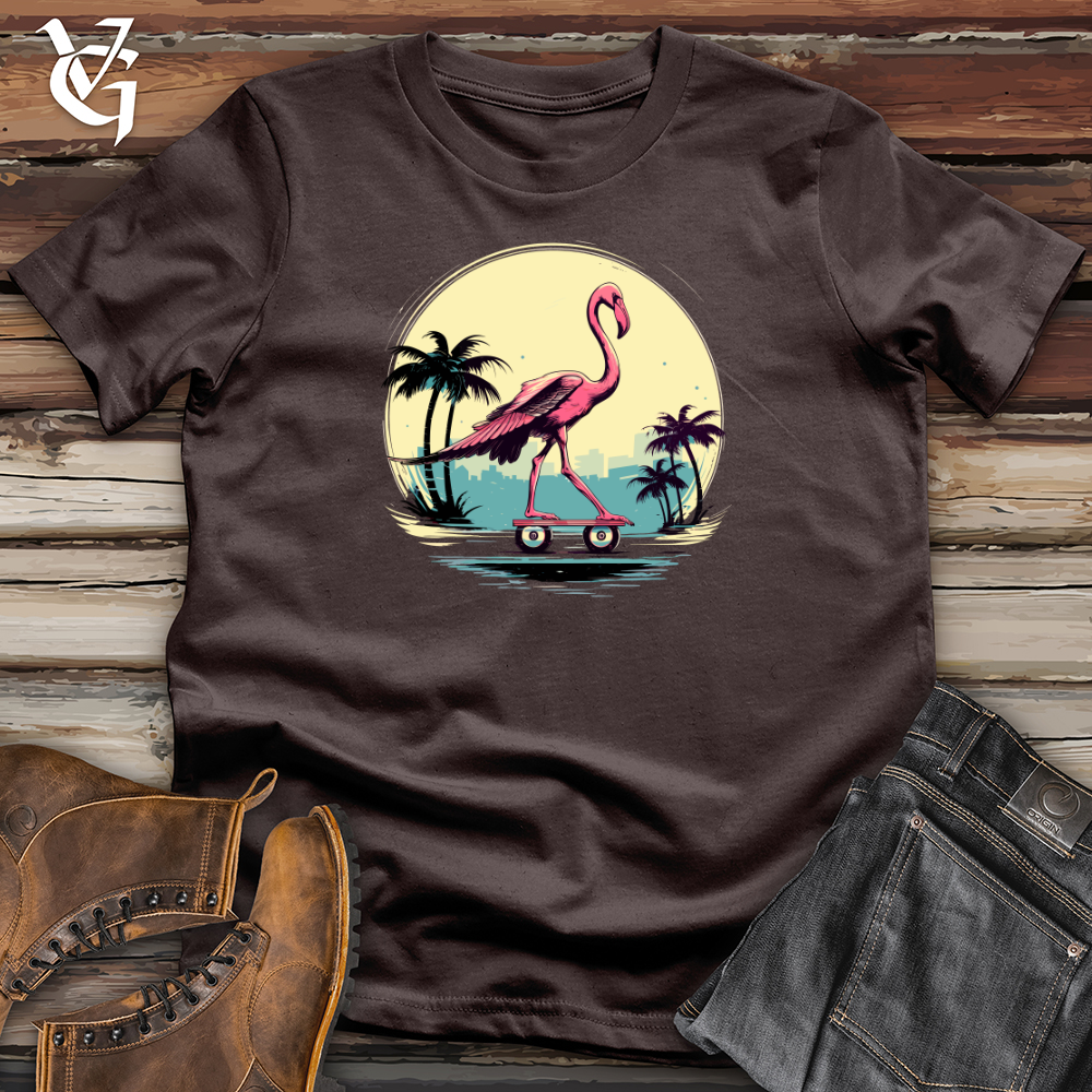 Viking Goods Skateboarding Flamingo Sunset Softstyle Tee Dark Chocolate / L