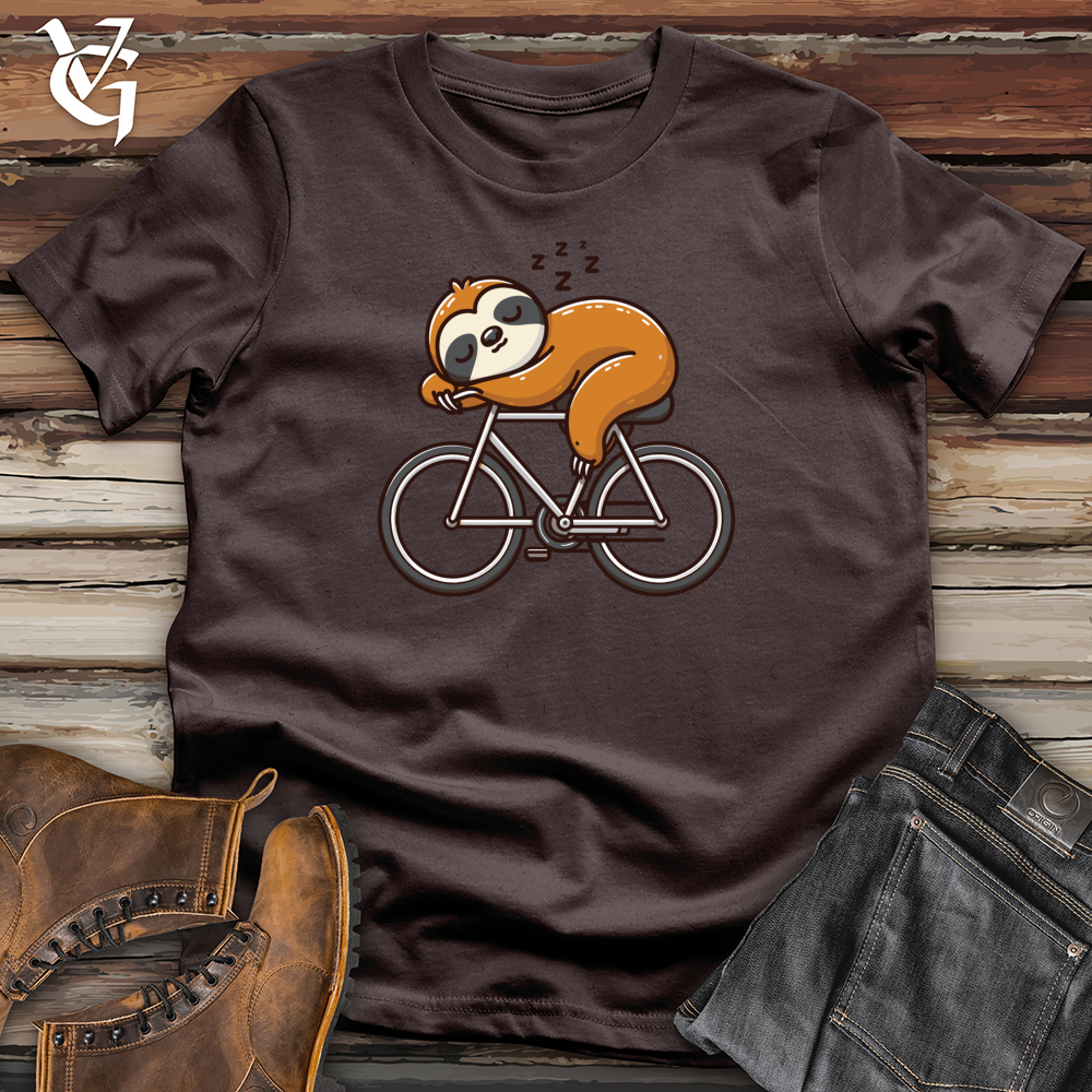 Viking Goods Sleepy Sloth Napping on Bicycle Softstyle Tee Dark Chocolate / L