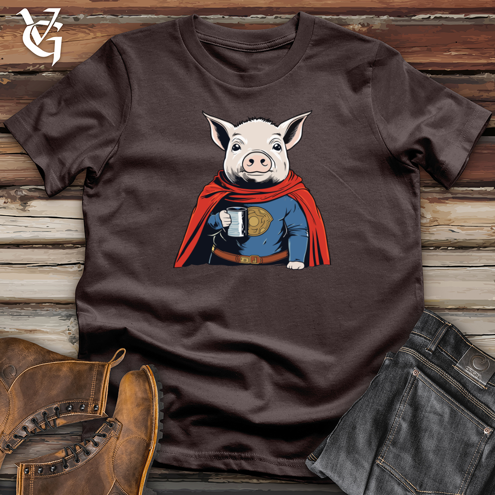 Viking Goods Super Hero Pig Softstyle Tee Dark Chocolate / L