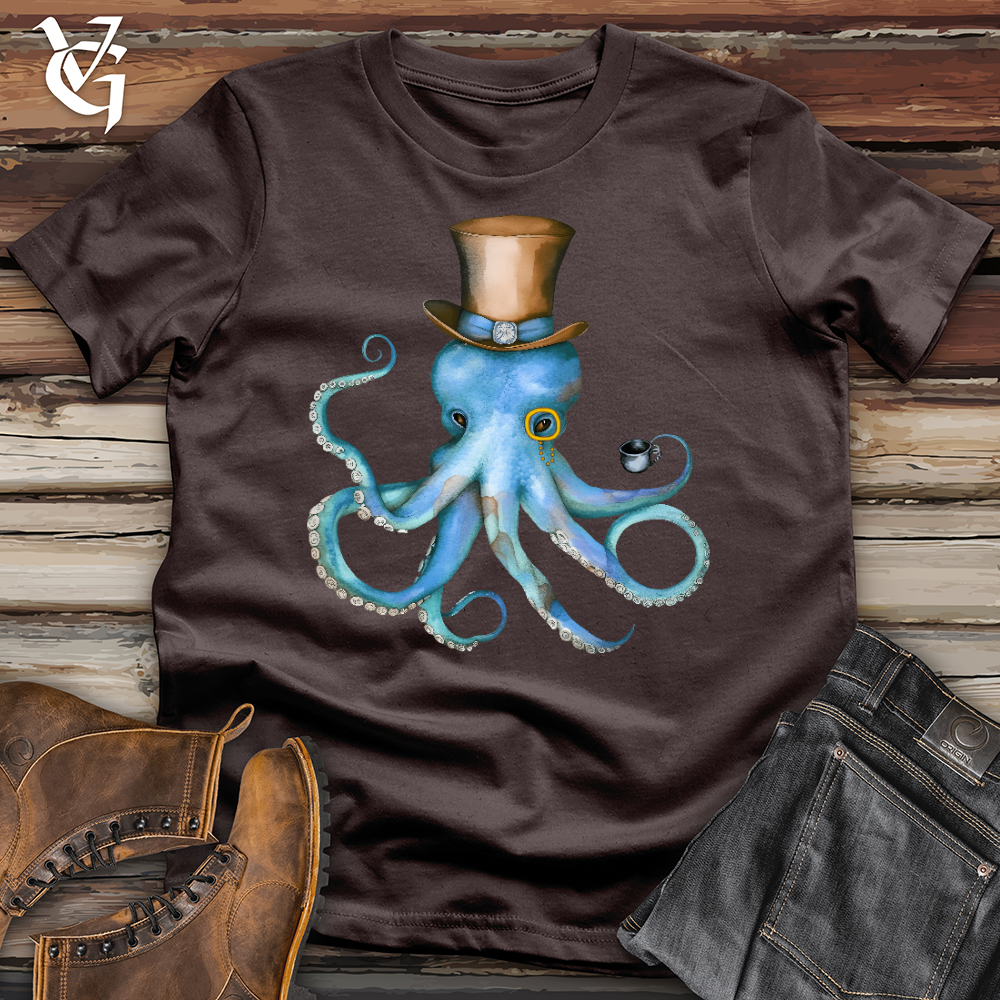 Viking Goods Top Hat Octopus Softstyle Tee Dark Chocolate / L