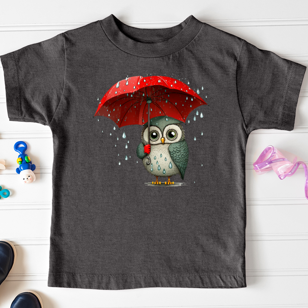 Viking Goods Owl in the Rain Toddler Tee Dark Grey Heather / 2T