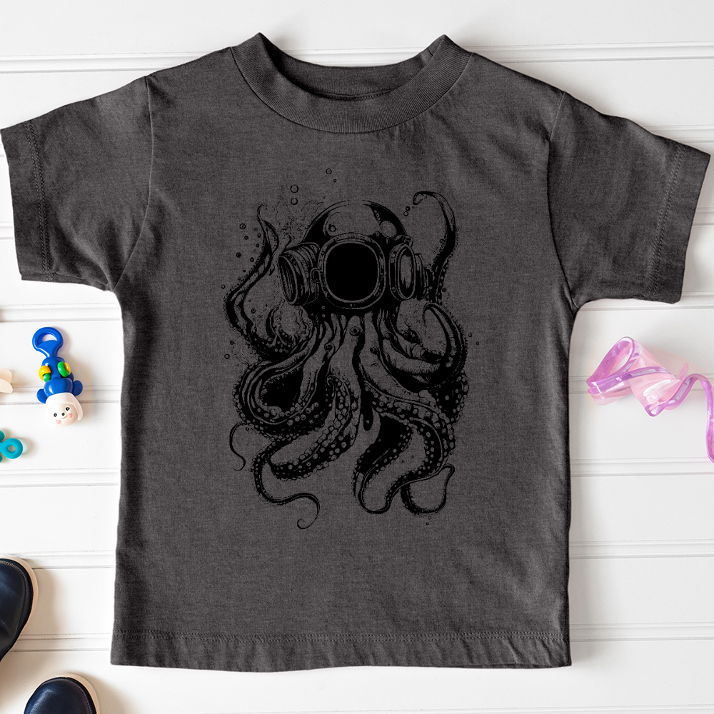 Viking Goods Scuba Octopus Toddler Tee Dark Grey Heather / 2T
