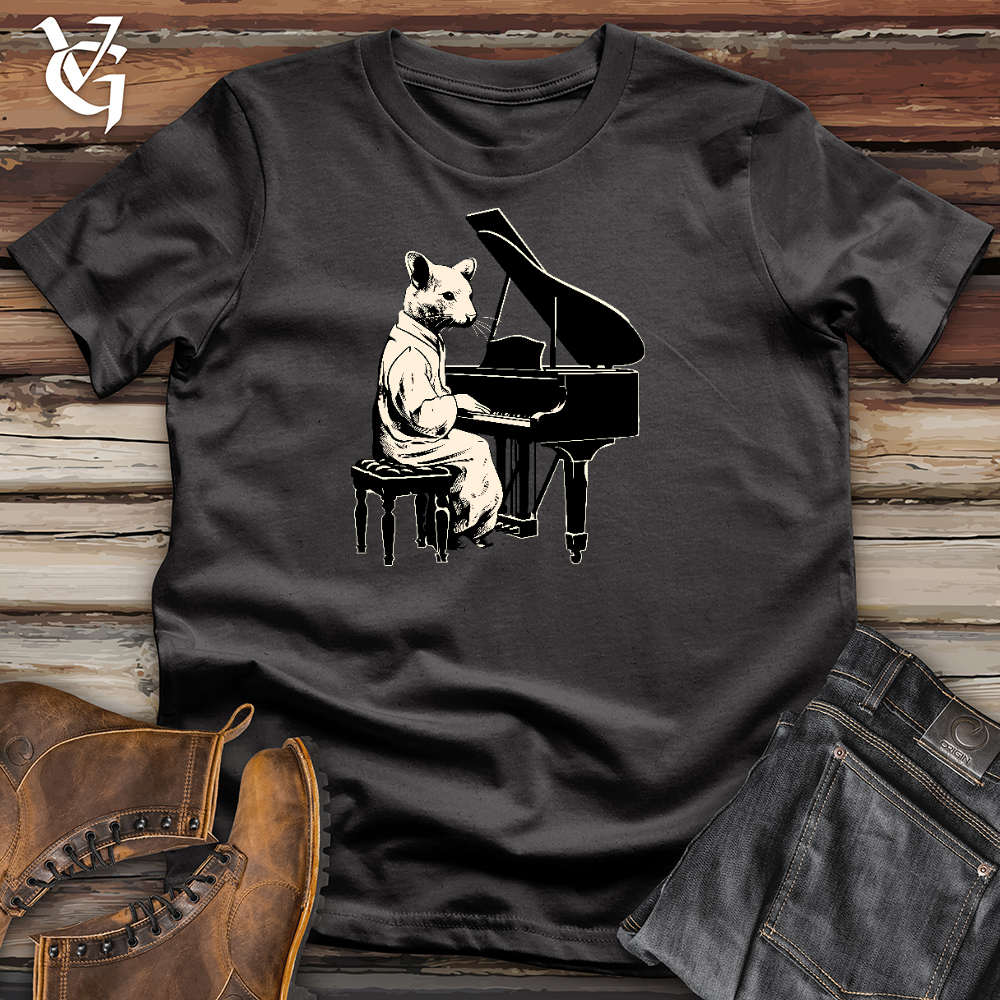 Viking Goods A Mouse Playing Piano Cotton Tee Dark Grey / L