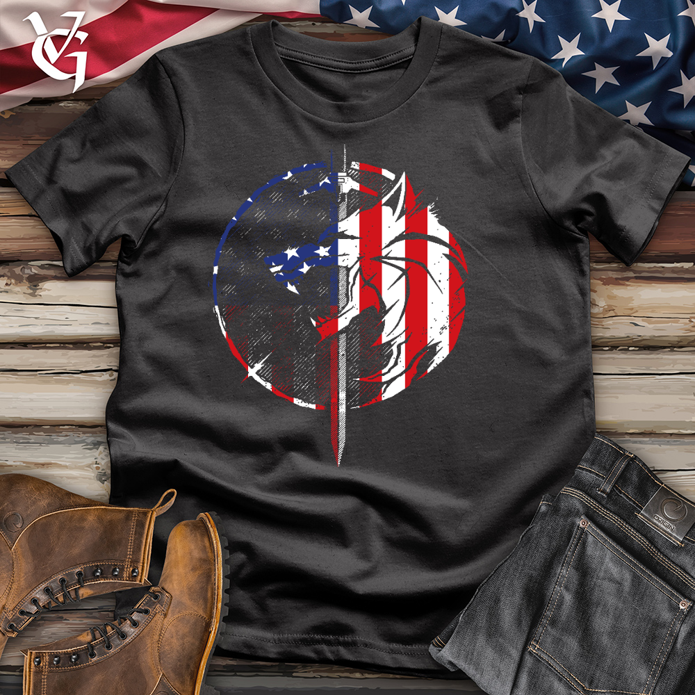 Viking Goods American Sword and Wolf Cotton Tee Dark Grey / L