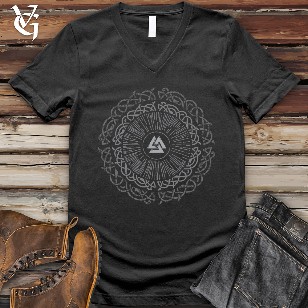 Viking Goods Ancient Round Celtic V- Neck Tee Dark Grey / L