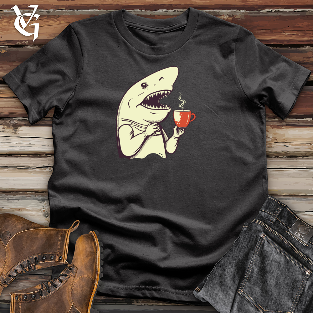 Viking Goods Caffeinated Shark Thoughts Cotton Tee Dark Grey / L