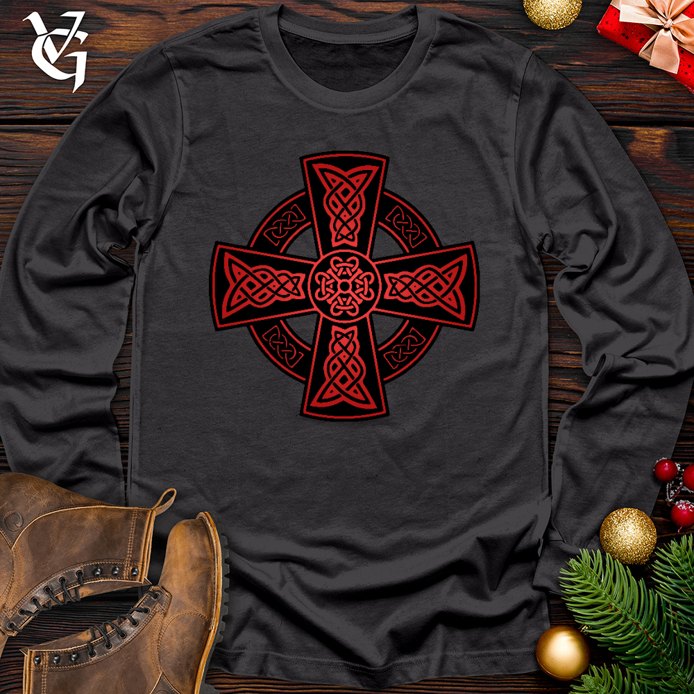 Viking Goods Celtic Christmas Cross Long Sleeve Dark Grey / L