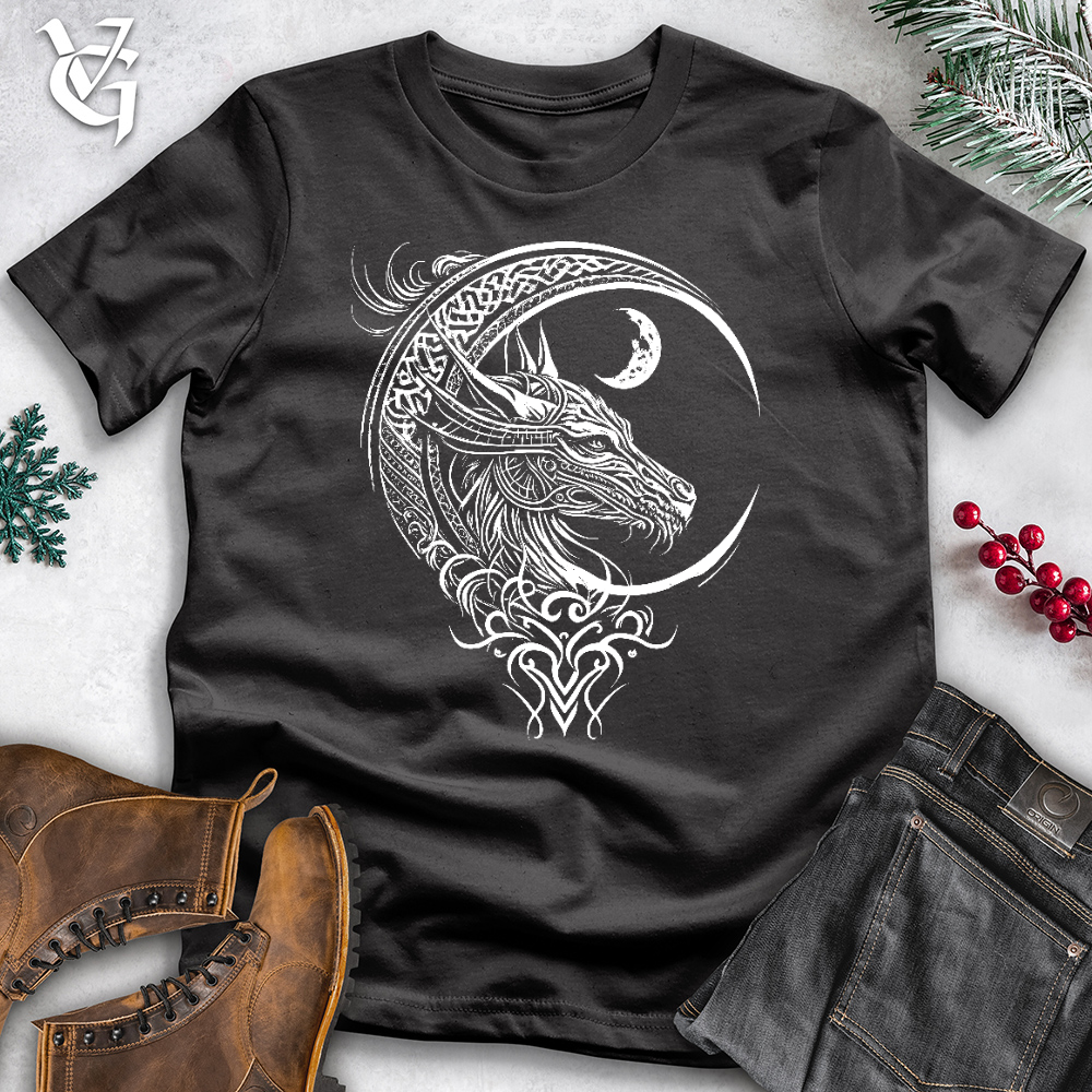 Viking Goods Celtic Dragon and Moon Cotton Tee Dark Grey / L