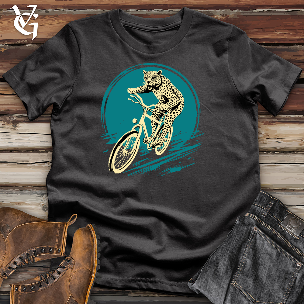 Viking Goods Cheetah Riding On A Bike Cotton Tee Dark Grey / L