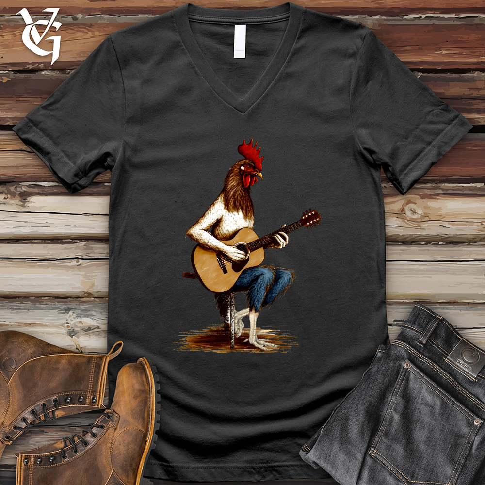 Viking Goods Chicken Guitarist V-Neck Tee Dark Grey / L