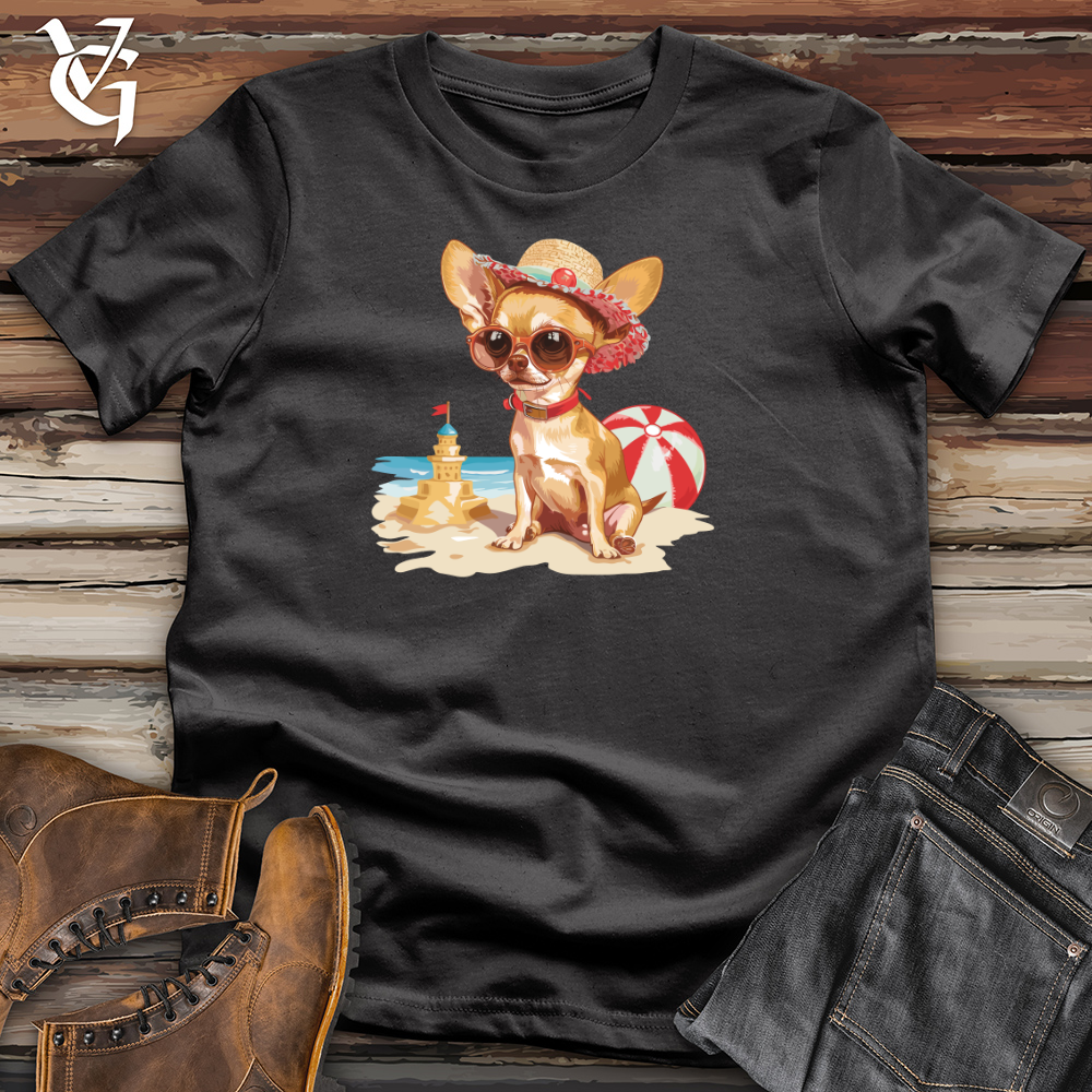 Viking Goods Chihuahua Beachfront Chic Cotton Tee Dark Grey / L