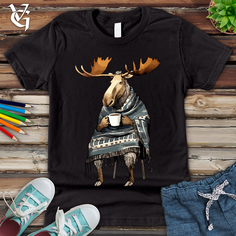 Viking Goods Coffee Drinking Moose Youth Tee Dark Grey / L