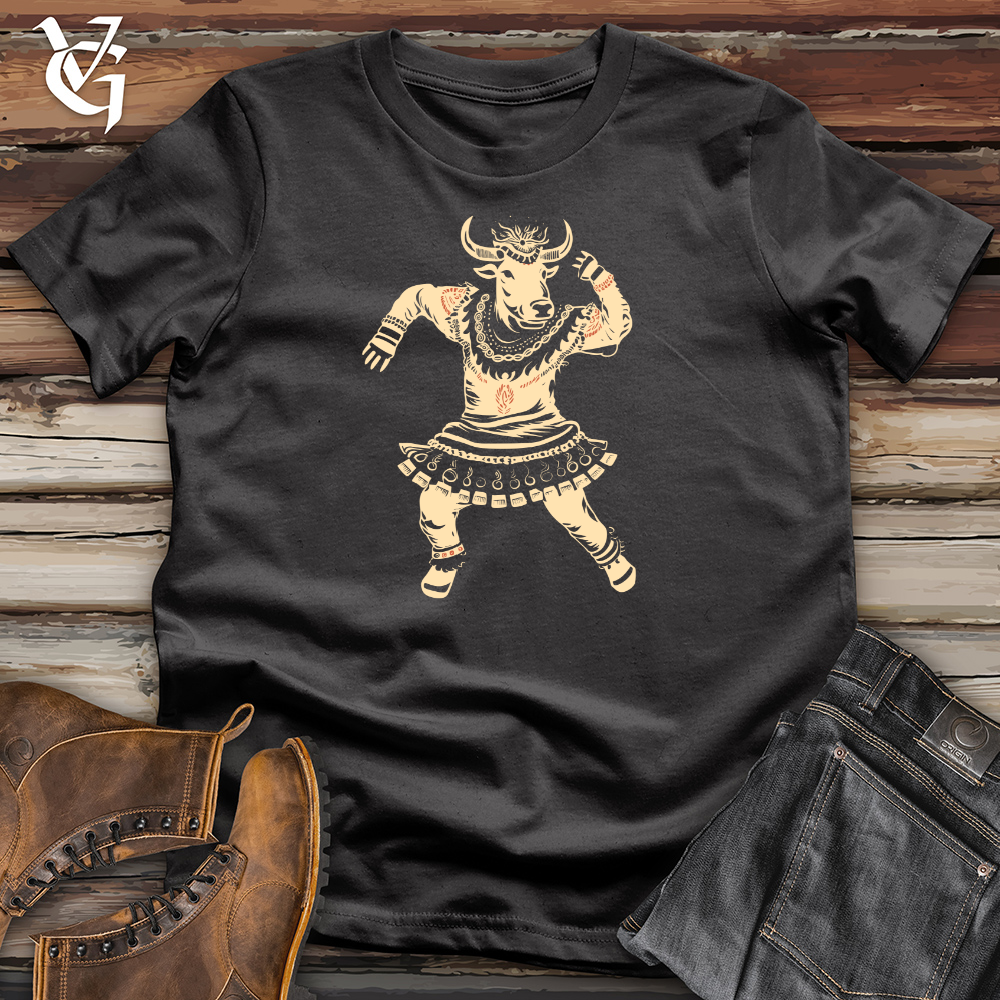 Viking Goods Cow Tribal Dance Cotton Tee Black / L