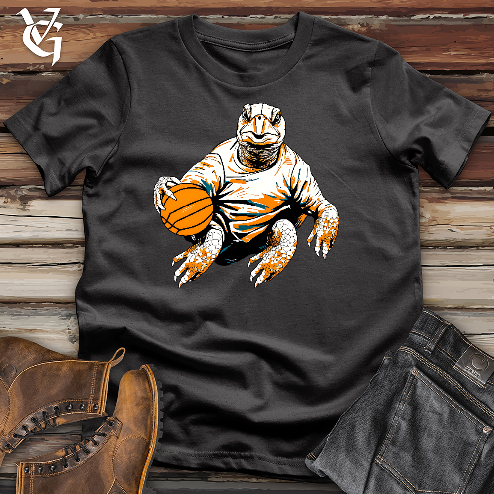 Viking Goods Cute Turtle Holding a Basketball Cotton Tee Dark Grey / L