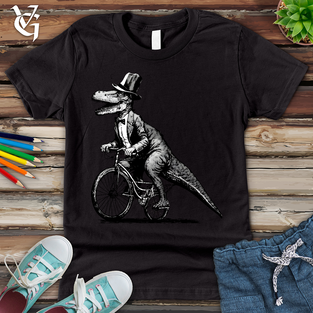 Viking Goods Dinosaur Riding a Bike Youth Tee Dark Grey / L