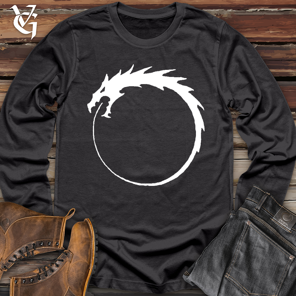 Viking Goods Dragon Circle White Long Sleeve Dark Grey / L