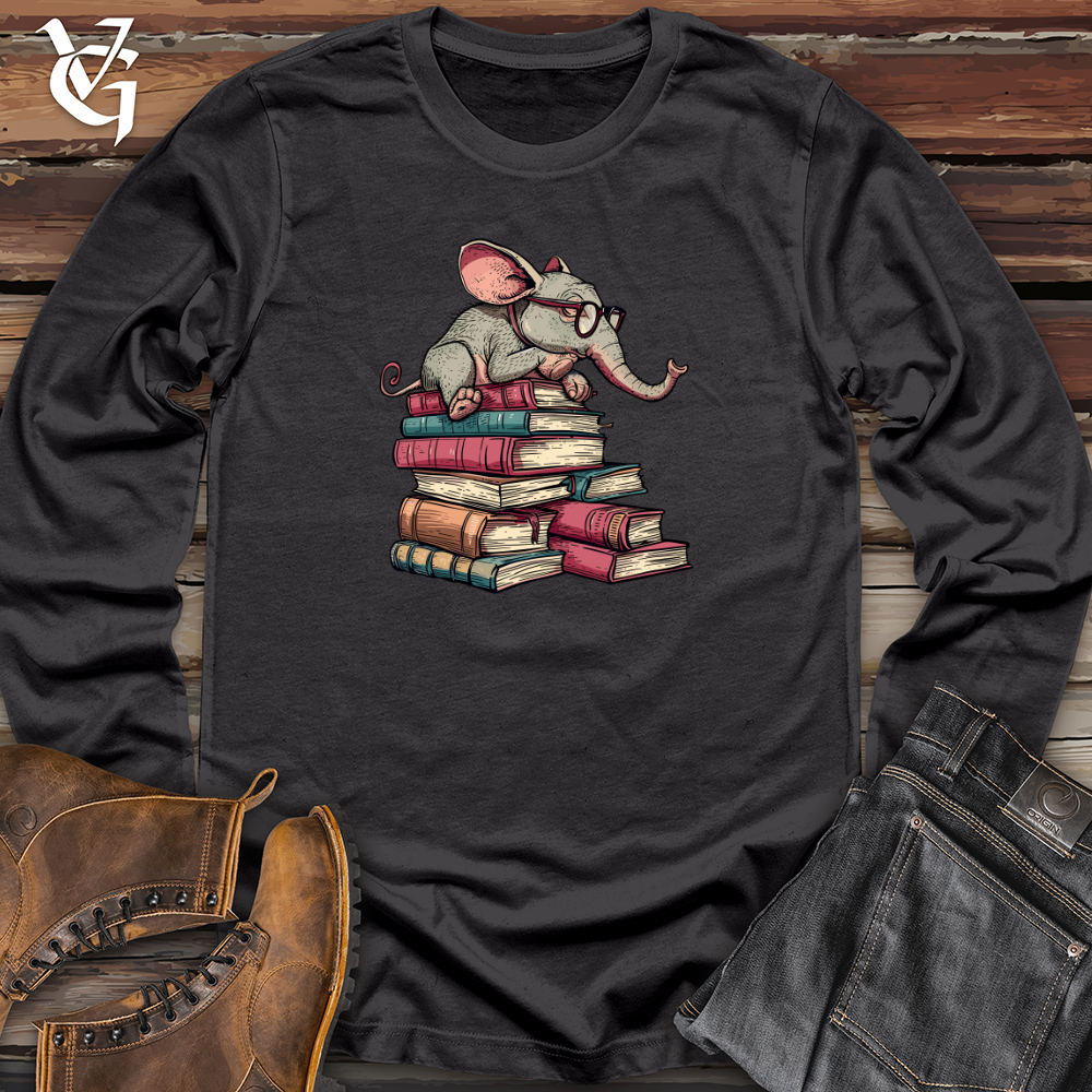 Viking Goods Elephant Bookworm Reader Long Sleeve Dark Grey / L