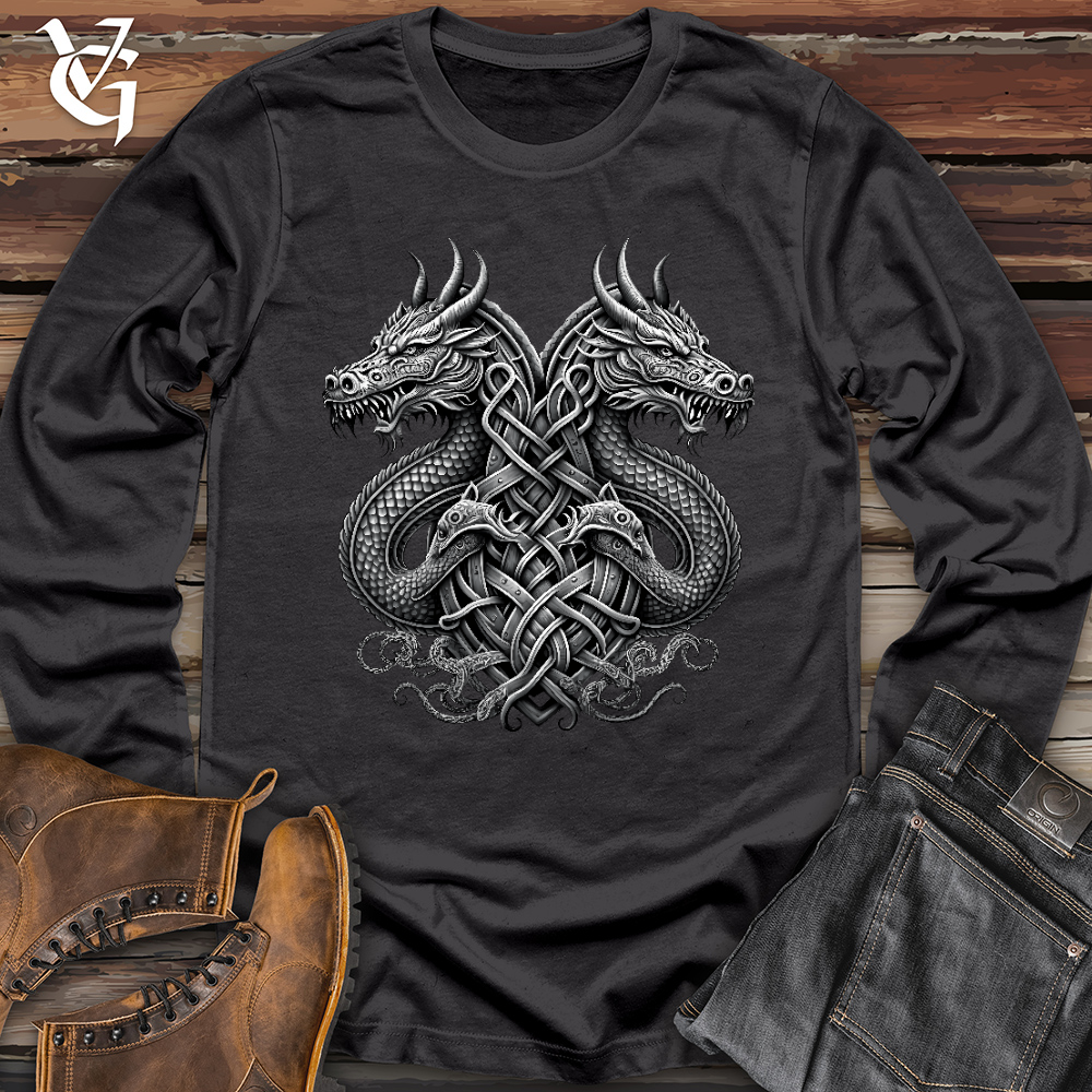 Viking Goods Emblem of Dreki Black & White 2 Long Sleeve Dark Grey / L