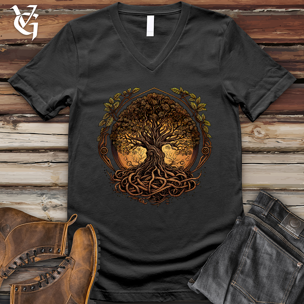 Viking Goods Illuminated Tree V- Neck Tee Dark Grey / L