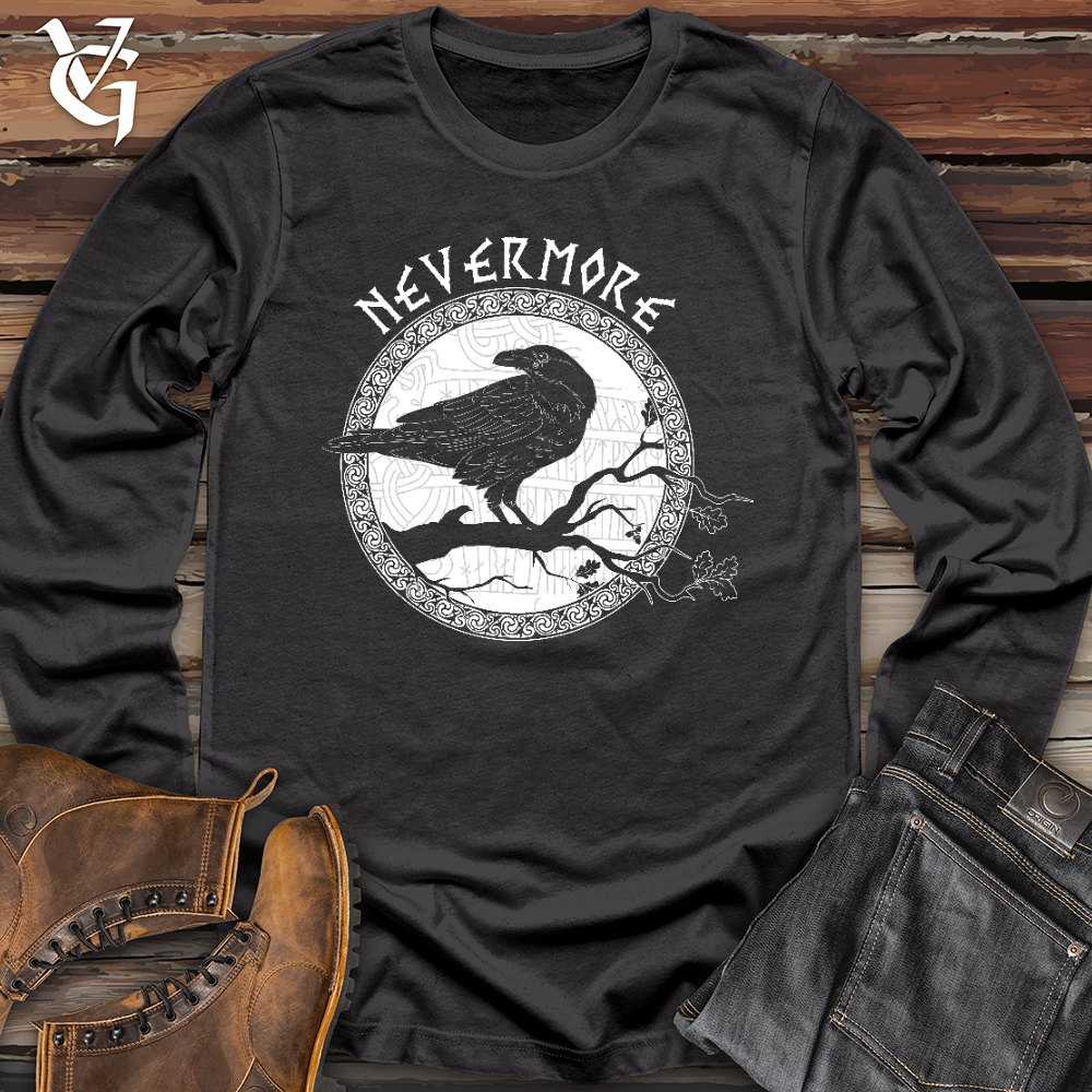 Viking Goods Nevermore White Winter Raven Long Sleeve Dark Grey / L
